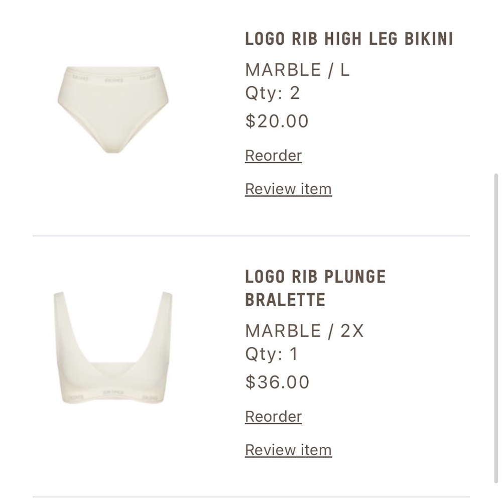 SKIMS RIBBED HIGH LEG PANTY AND BRALETTE SET NWOT